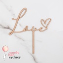 Love Script with Heart Wedding Cake Topper