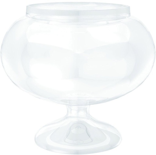 Short Round Pedestal Lolly Plastic Candy Jar Clear 15.8cm