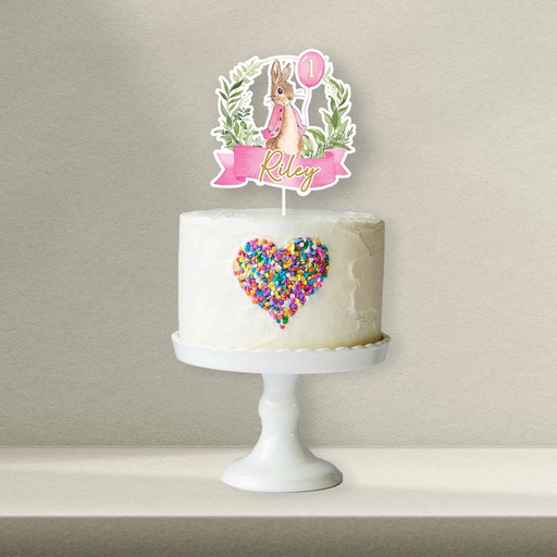 Pink Peter Rabbit Birthday Cake Topper