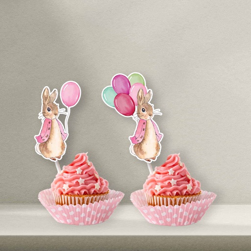 Pink Peter Rabbit Cupcake Topper - Style 1
