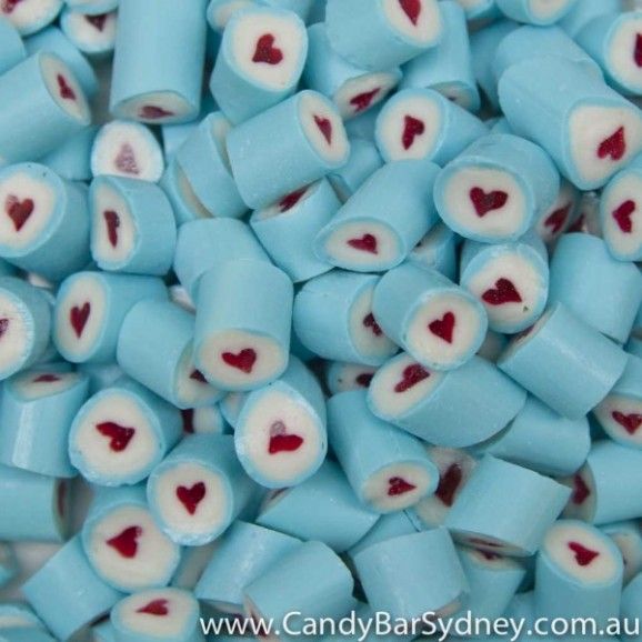 Blue Rock Candy with Red Heart