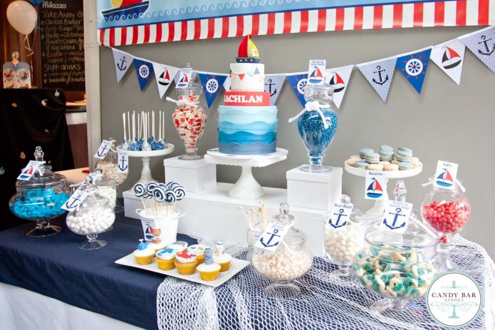 Nautical theme candy bar by Candy Bar Sydney