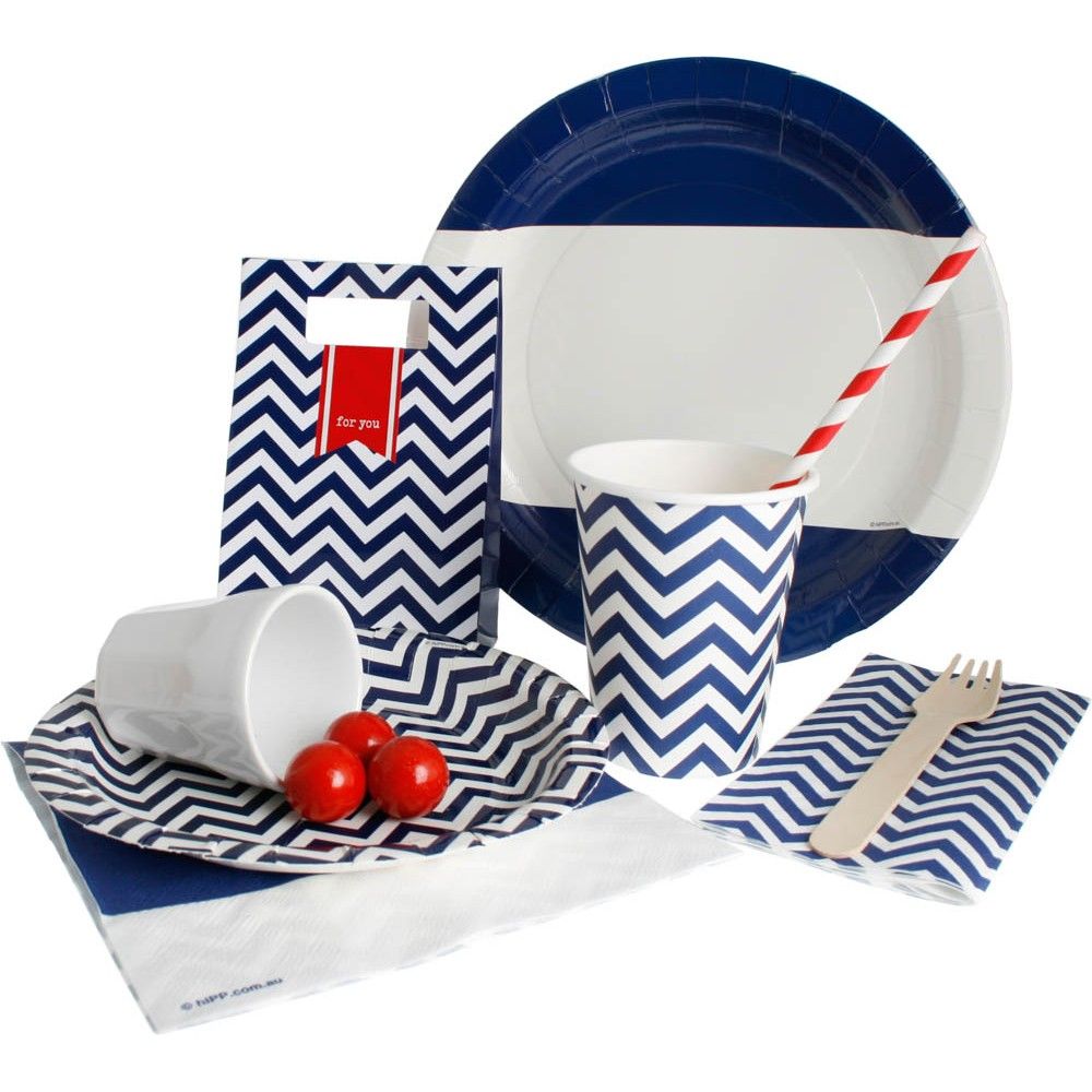 Navy Chevron party accessories