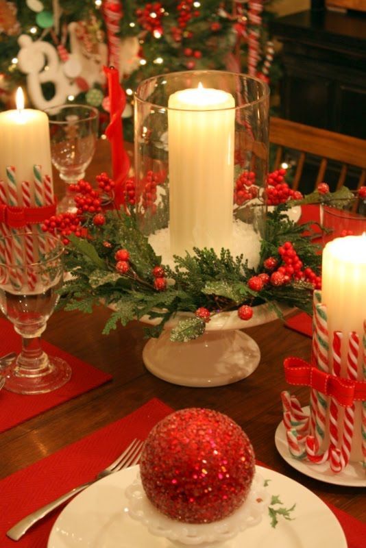 Candy canes with candles