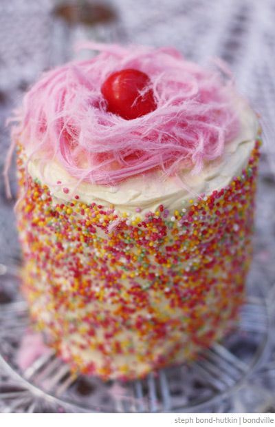 Mini chocolate cake with Persian Fairy Floss and a Jaffa