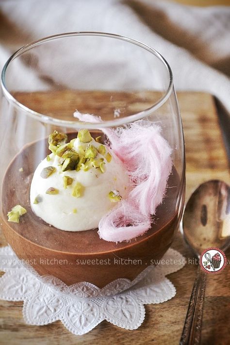 Chocolate and rosewater mousse with rose pashmak