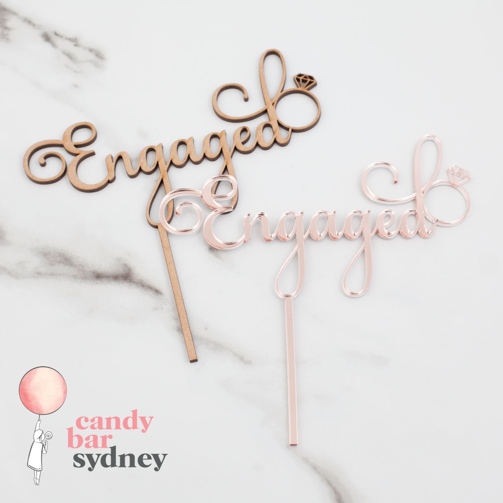 Engaged Cake Topper With Ring