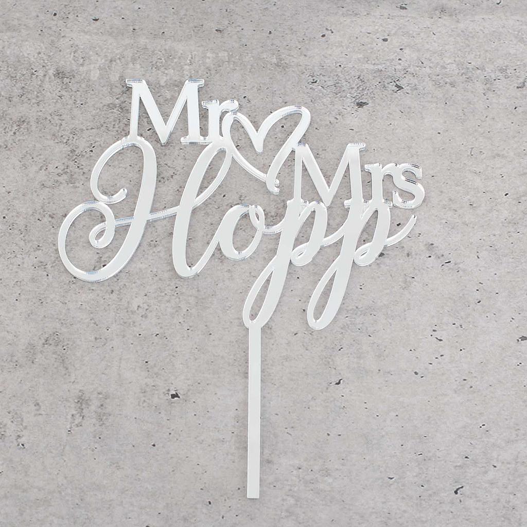 Mr & Mrs Custom Wedding Cake Topper Style 8