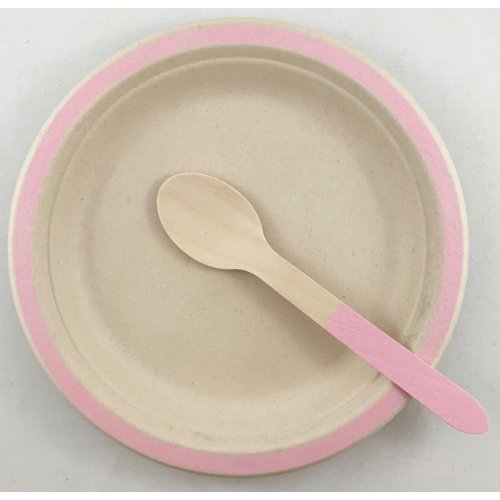 Wooden Light Pink Spoon 10 Pack