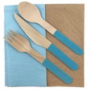 Wooden Light Blue Cutlery Sets 30 Pack