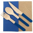 Wooden Royal Blue Cutlery Sets 30 Pack