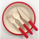 Wooden Red Cutlery Sets 30 Pack
