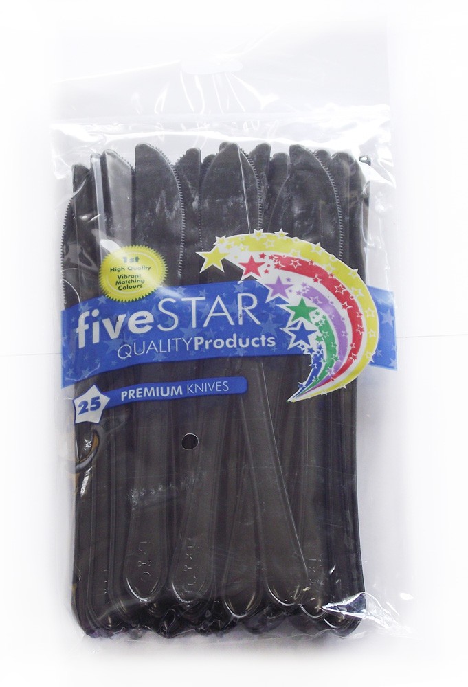 Black Plastic Knives 25 pack