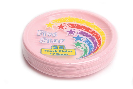 Pink Plastic Snack Plate 20 pack