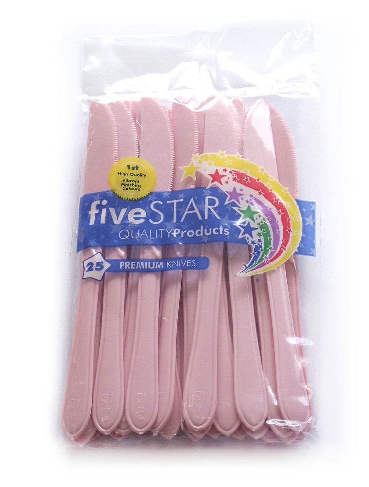 Pink Plastic Knives 25 pack