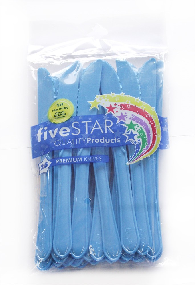 Electric Blue Plastic Knives 25 pack