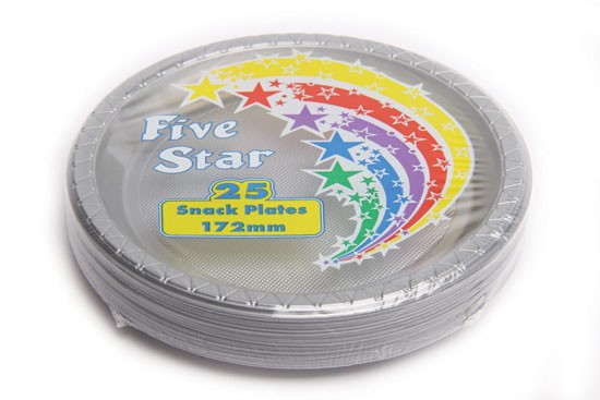 Silver Plastic Snack Plate 25 pack