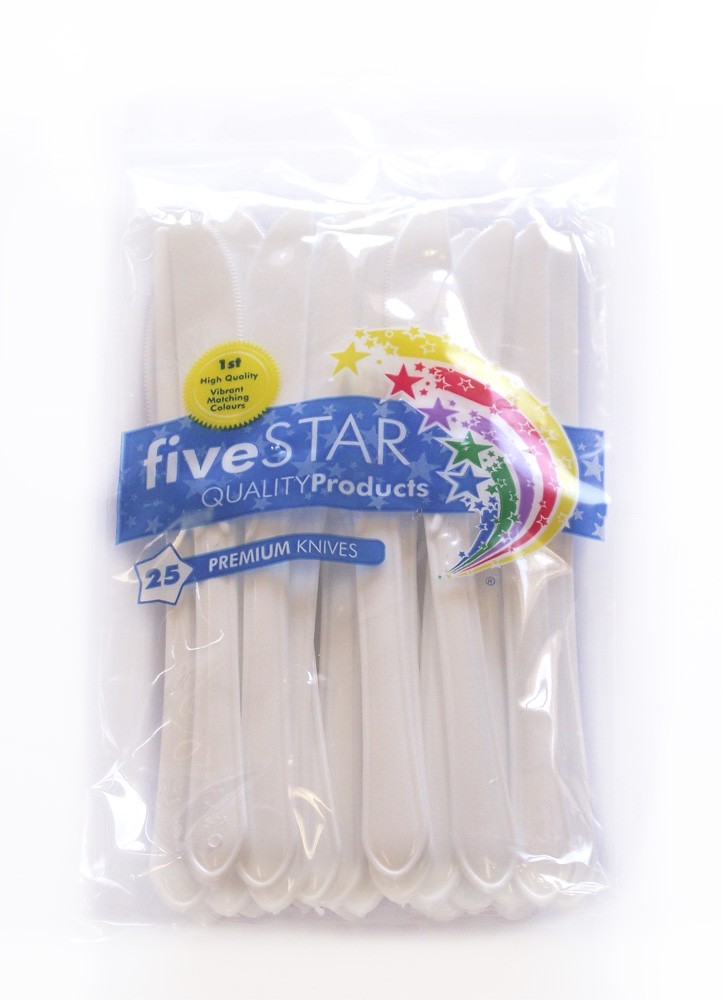 White Plastic Knives 20 pack