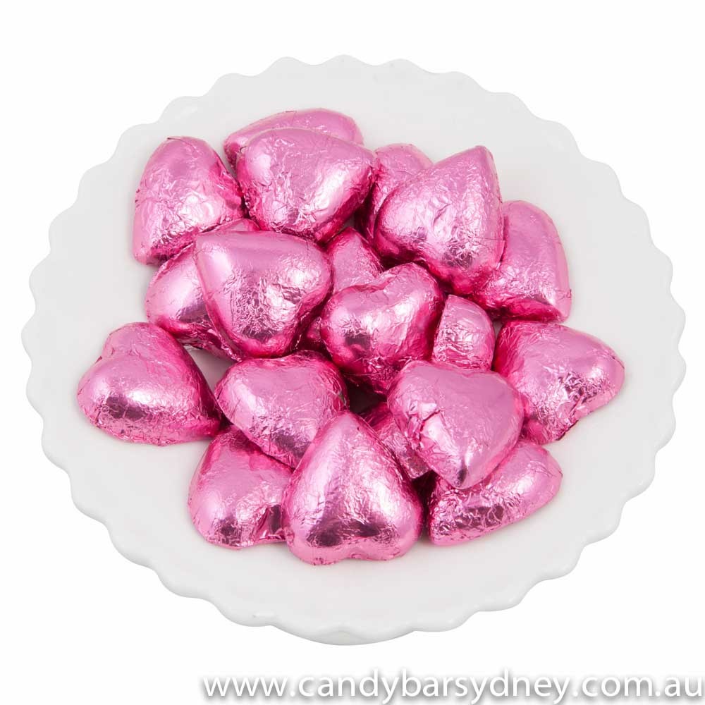 Rose Pink Belgian Chocolate Hearts 500g - 5kg - Candy Bar Sydney