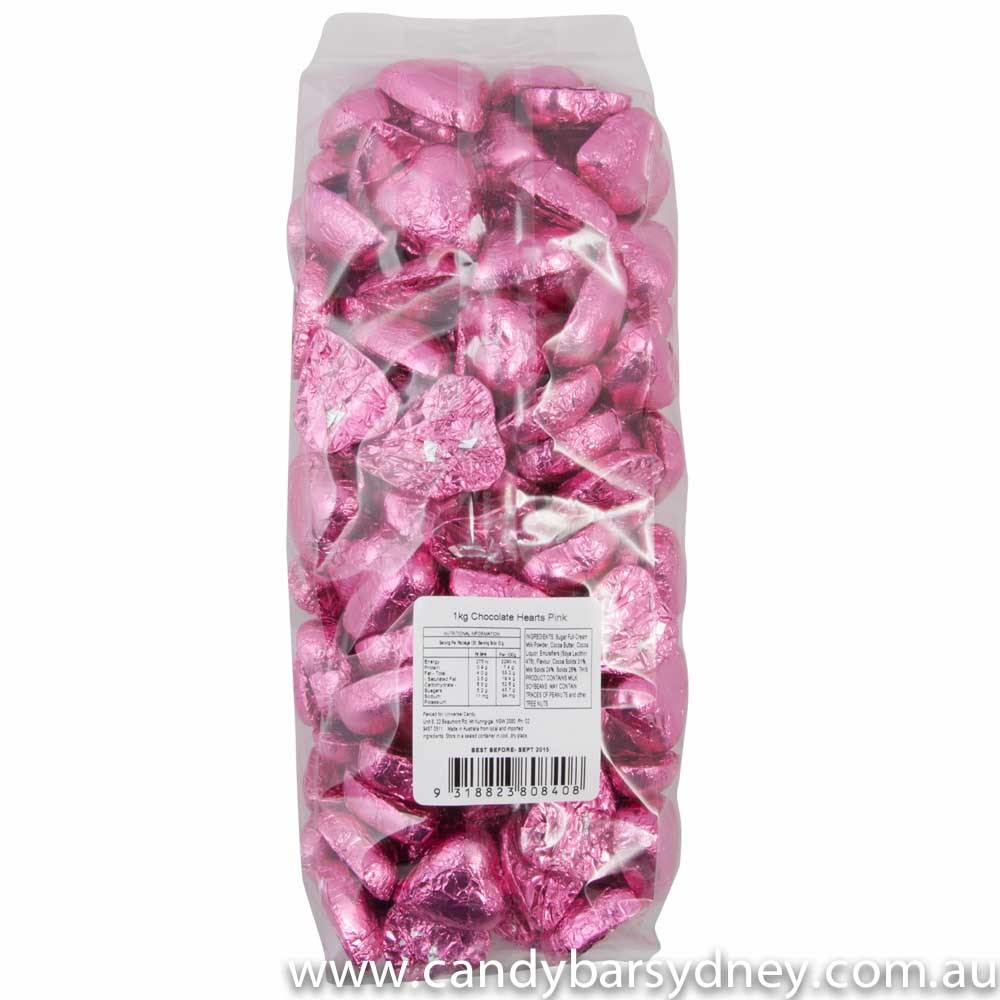 Pink Belgian Chocolate Hearts 500g - 5kg