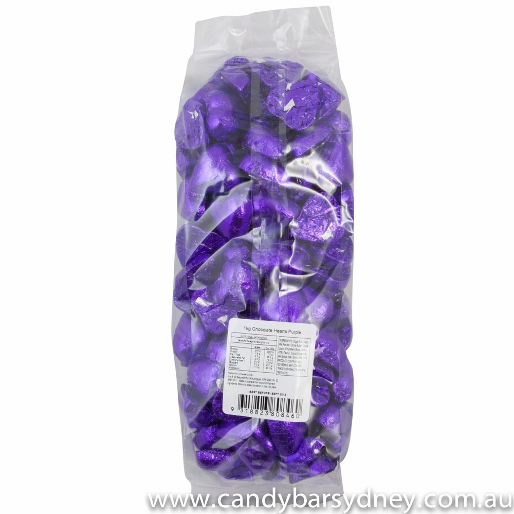 Purple Belgian Chocolate Hearts 500g - 5kg