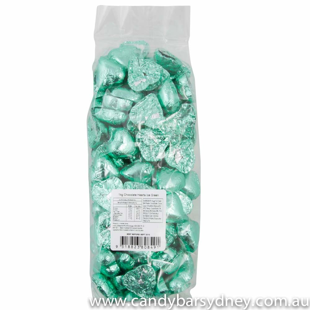 Ice Green Belgian Chocolate Hearts 500g - 5kg