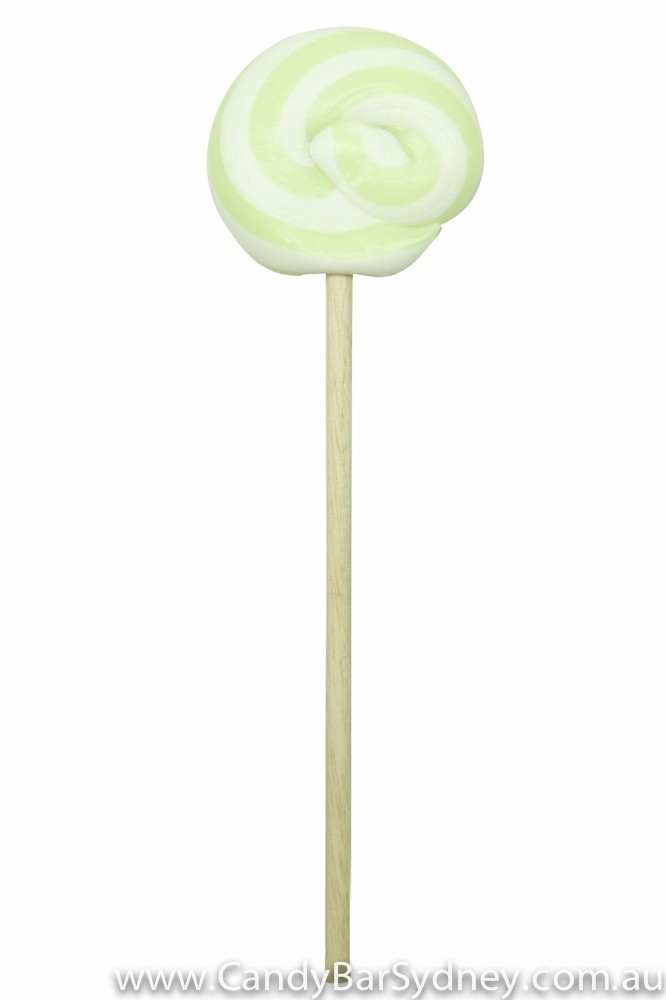 Green & White Swirl Rock Candy Lollipop