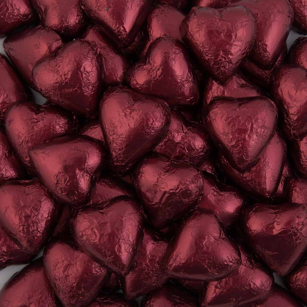 Burgundy Belgian Chocolate Hearts 500g - 5kg