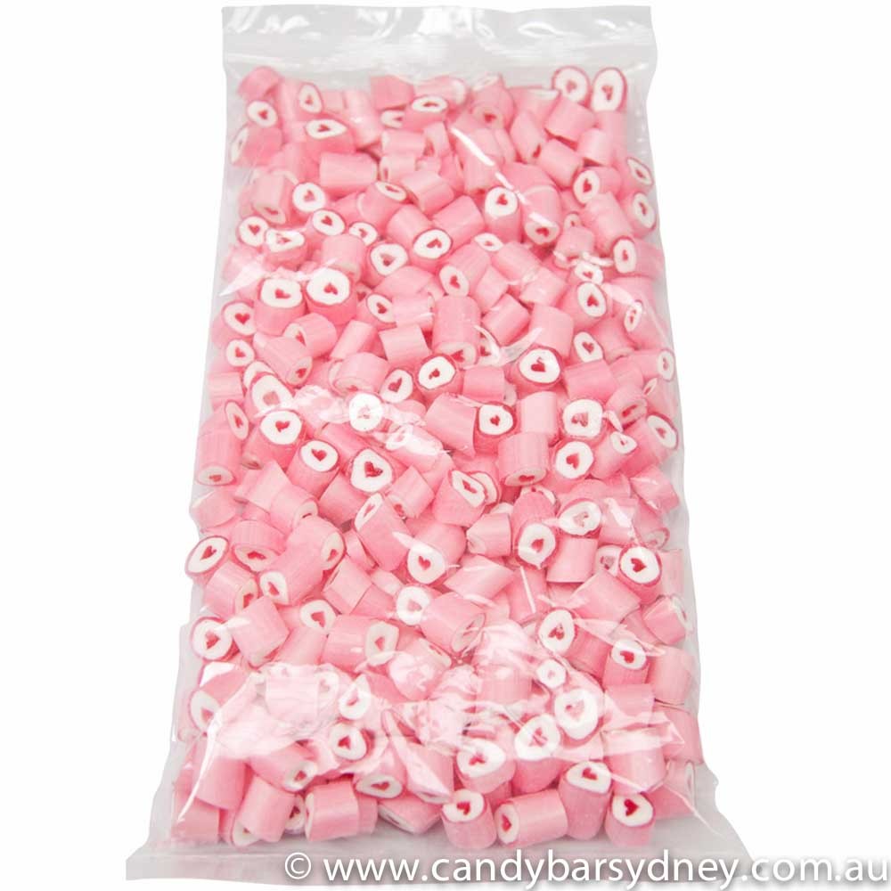 Pink Strawberry Hearts Rock Candy 1kg