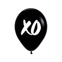 Black &amp; White xO Latex Balloon 30cm - 6 Pack