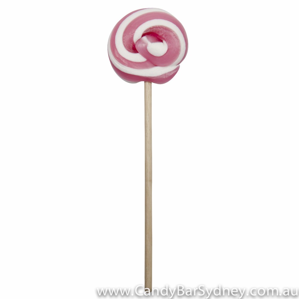 Pink &amp; White Swirl Rock Candy Lollipop