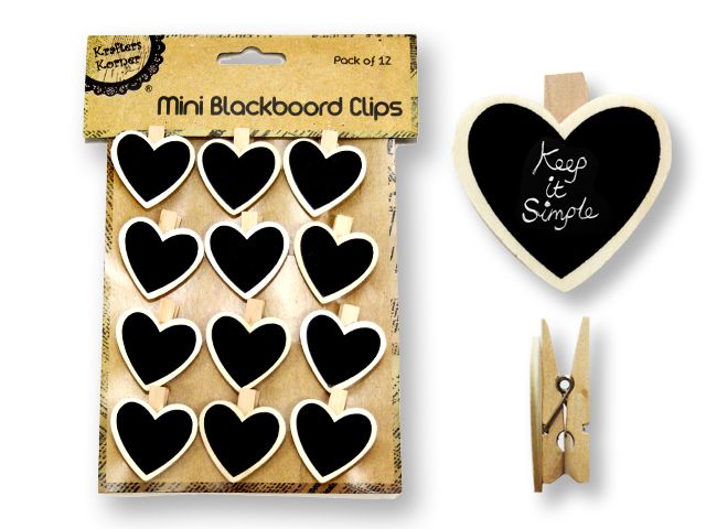 [CB62142] Mini Heart Chalkboard Clips