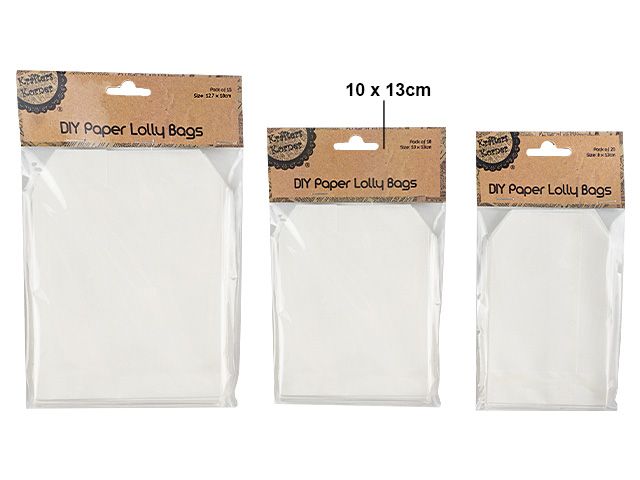 [CB62144] Medium White Paper Lolly Bags - 18pk (1 Unit)
