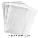[CB62145] Jumbo Clear Plastic Lolly or Cookie Bags A5 - 32pk