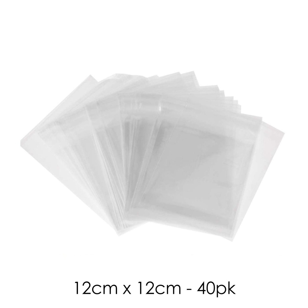 Square Clear Sealable Plastic Lolly or Cookie Bags 12cm x 12cm - 40pk Cellophane OPP