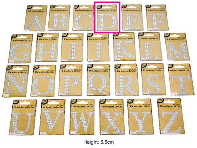 Adhesive Rhinestone Letter D