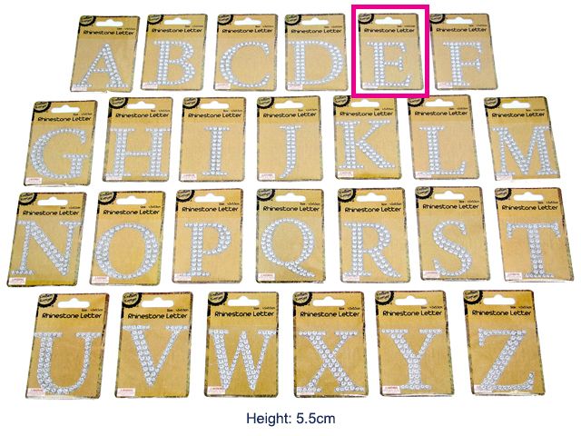 Adhesive Rhinestone Letter E