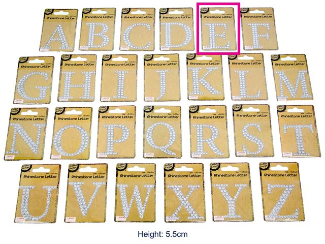 Adhesive Rhinestone Letter E