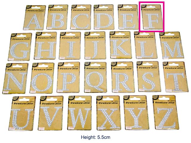 Adhesive Rhinestone Letter F