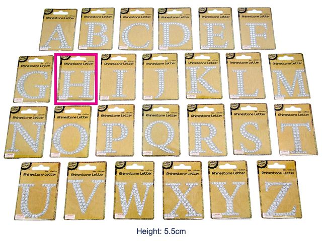 [CB62155] Adhesive Rhinestone Letter H