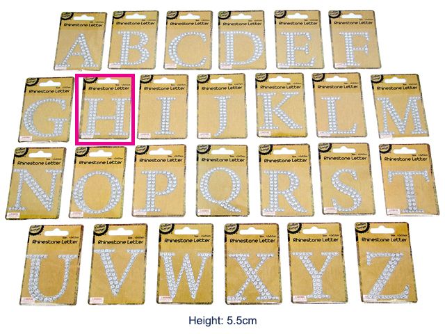 Adhesive Rhinestone Letter H