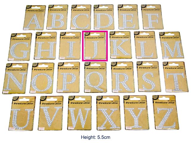 Adhesive Rhinestone Letter J