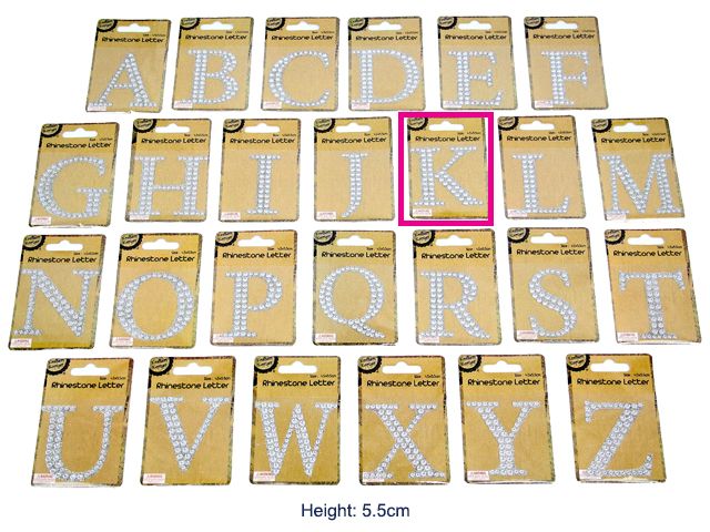 Adhesive Rhinestone Letter K