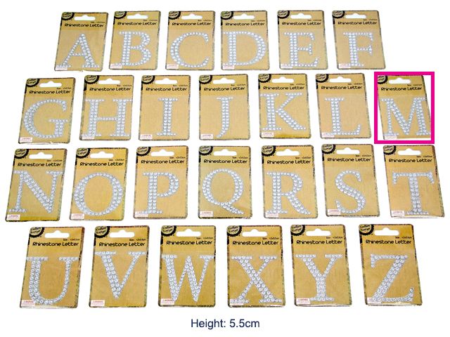 Adhesive Rhinestone Letter M