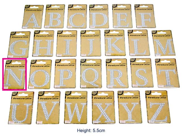 Adhesive Rhinestone Letter N