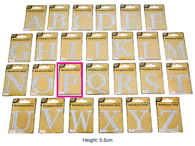 [CB62163] Adhesive Rhinestone Letter P
