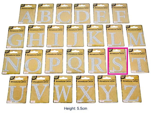 [CB62166] Adhesive Rhinestone Letter S