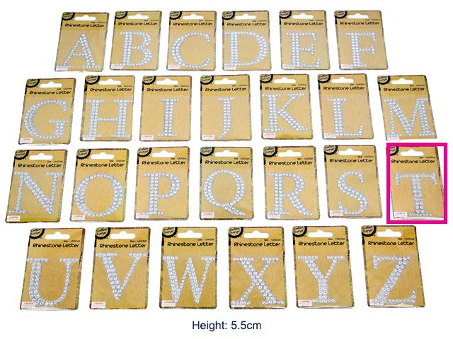 [CB62167] Adhesive Rhinestone Letter T