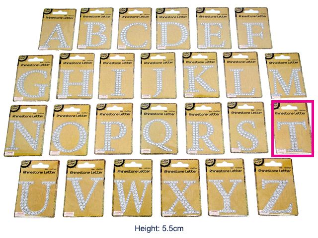 Adhesive Rhinestone Letter T