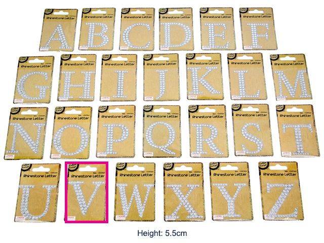 Adhesive Rhinestone Letter V